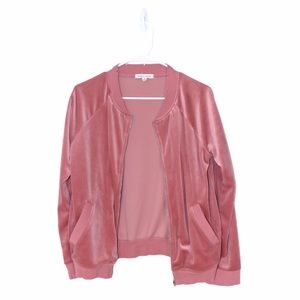 Honey Punch Distressed Blush Pink Velvet Jacket